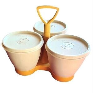 Tupperware Caddy 3-Cup Server Condiment Holder Vintage